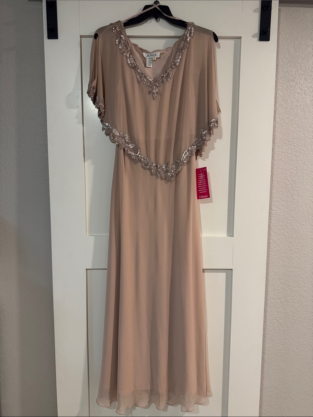 J Kara Beaded V-Neck Maxi Dress - Blush